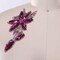 6" x 3.25" Magenta Beaded Flower Patches Set of 2 Sequined Iron-On Appliques with Leaf Detail